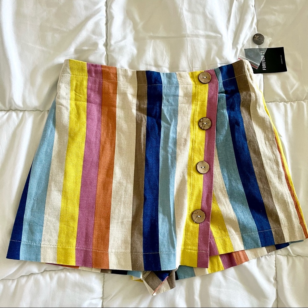 NWT Forever 21 Rainbow Stripe Skort Size M